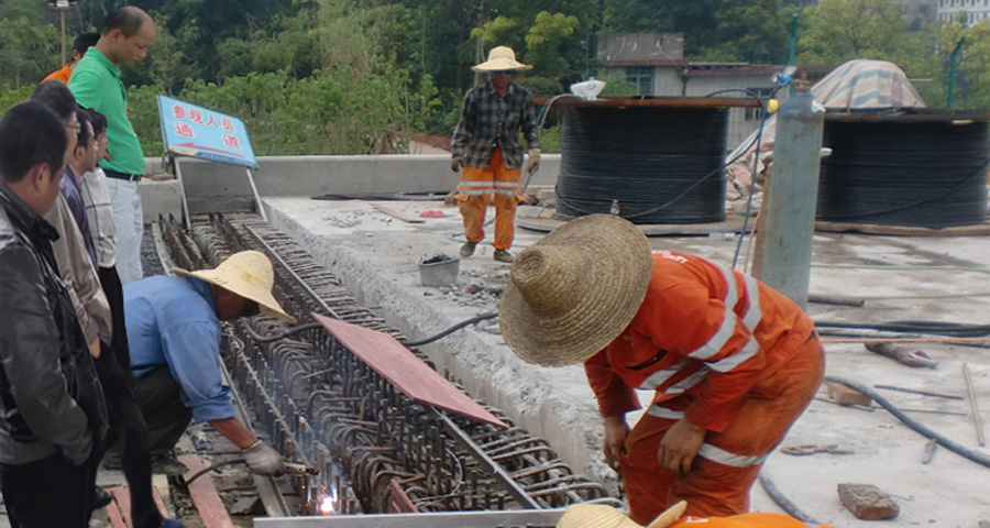 珠海政府領導對我司橋梁伸縮縫施工進行現場考察